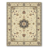 Beige and Neutral Ivory Persian Medallion Area Rug