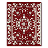 Washable Burgundy Vintage Floral Area Rug - Low Pile, Non-Slip & Pet Friendly