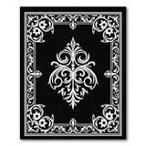 Floral Vintage Ornate Black White Damask Area Rug