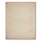 Beige Area Rug with Ornate Gold Border