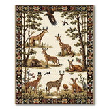 Giraffe and Spotted Deer Wildlife Area Rug