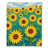 Floral Vintage Yellow Vibrant Sunflower Field Area Rug