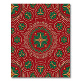 Red Persian Floral Area Rug with Green Motifs