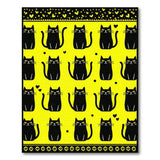 Playful Black Cats Yellow Area Rug