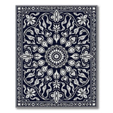 Navy Mandala Persian Area Rug with Intricate Florals