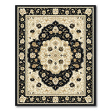 Elegant Black Ivory Traditional Persian Area Rug