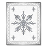 Elegant Grey Snowflake Ornate Border Area Rug