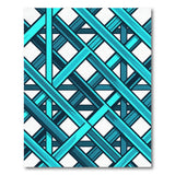 Teal Blue Crosshatch Geometric Area Rug