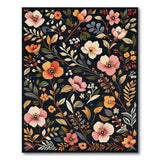 Navy Floral Embroidered Area Rug