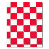 Red White Scalloped Checkered Area Rug