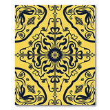 Ornate Black Floral Yellow Area Rug