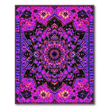 Washable Vibrant Purple Mandala Boho Area Rug - Low Pile & Non-Slip