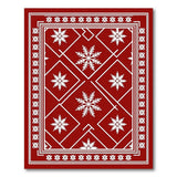 Geometric Modern Festive Red Snowflake Geometric Area Rug