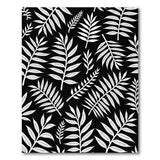 White Fern Leaves on Black Area Rug