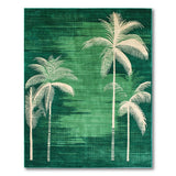 Emerald Green Palm Silhouette Coastal Rug