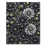 Dark Floral Dahlia Garden Rug