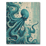 Teal Octopus Coastal Beach Rug