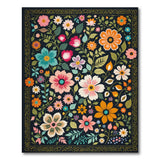 Vibrant Multi-Color Floral Area Rug with Gold Border