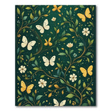 Lush Green Butterfly Floral Area Rug