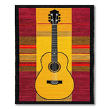 Bold Yellow Acoustic Guitar Multi-Color Striped Rug