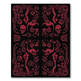 Gothic Red Skulls and Roses Area Rug