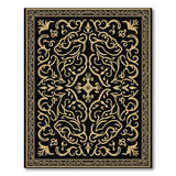 Opulent Gold Filigree Black Area Rug
