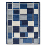 Geometric Modern Navy Blue Geometric Block Area Rug
