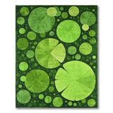 ODIKA Modern Green Lily Pad Washable Area Rug - Non-Slip Low Pile Botanical Rug