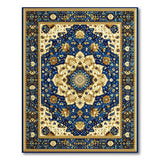 Blue and Teal Navy Blue Gold Medallion Persian Area Rug