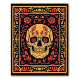 Ornate Sugar Skull with Roses Area Rug