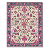 Ivory Pink Floral Persian Area Rug