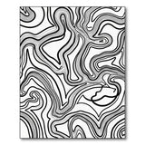 Abstract Black White Contour Wave Area Rug