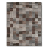Grey Textured Patchwork Geometric Area Rug