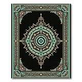 Ornate Teal Mandala Area Rug on Black