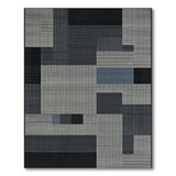 Textured Grey Geometric Abstract Area Rug
