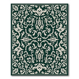 Green Elegant Emerald Green Persian Floral Rug