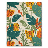 Playful Tiger Cubs Peekaboo Jungle Area Rug