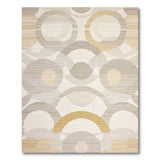 Modern Overlapping Circles Area Rug in Grey Beige