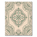 Traditional Persian Beige and Neutral Ornate Green Floral Medallion Area Rug