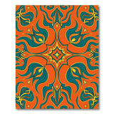 Vibrant Teal Floral on Orange Persian Rug