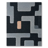 Modern Geometric Grey Area Rug with Black Orange