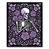 ODIKA Gothic Skeleton Floral Washable Area Rug - Purple Low Pile Non-Slip Rug
