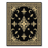 ODIKA Vintage Black and Gold Washable Rug - Low Pile Non-Slip Traditional Area Rug