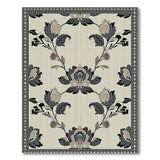 Navy Floral Cream Border Area Rug