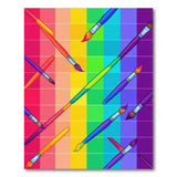 Rainbow Paintbrush Washable Area Rug