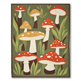 Boho Chic Whimsical Red Mushroom Toadstool Area Rug