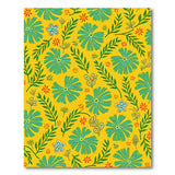 ODIKA Yellow Botanical Washable Area Rug - Low Pile Non-Slip Teal Floral Carpet