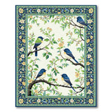 Blue Birds on Blossoming Branches Rug
