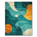 Blue and Teal Teal Abstract Wave Geometric Area Rug