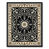 Ornate Black Floral Medallion Area Rug